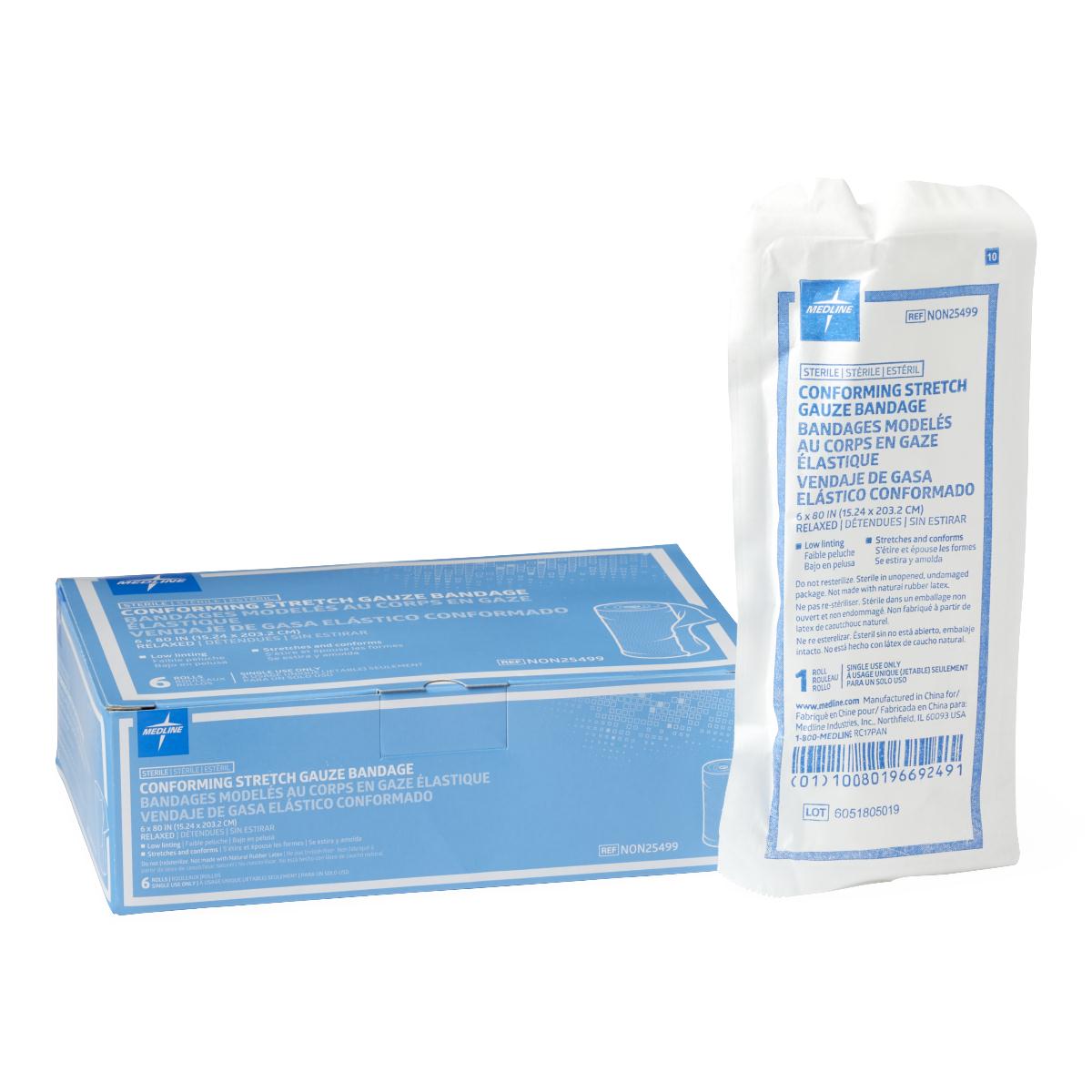 BANDAGE,GAUZE,CONFORMING,6"X80",STRL,LF