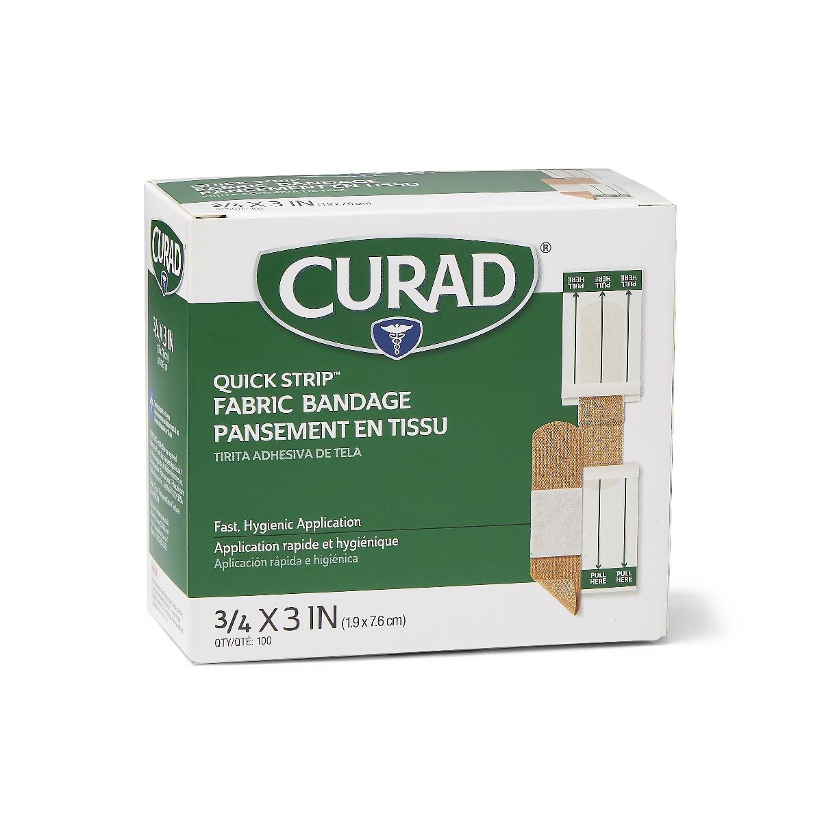 BANDAGE,ADH,FABRIC,QUICK STRIP,3/4X3,STR