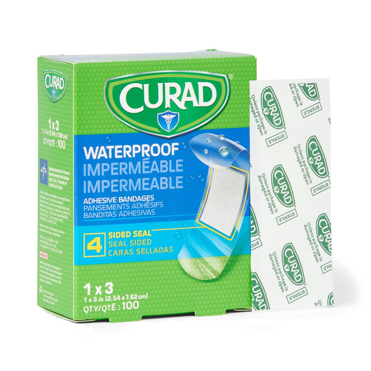 BANDAGE, ADHESIVE, WTRPRF, 1"X3", ST, LF