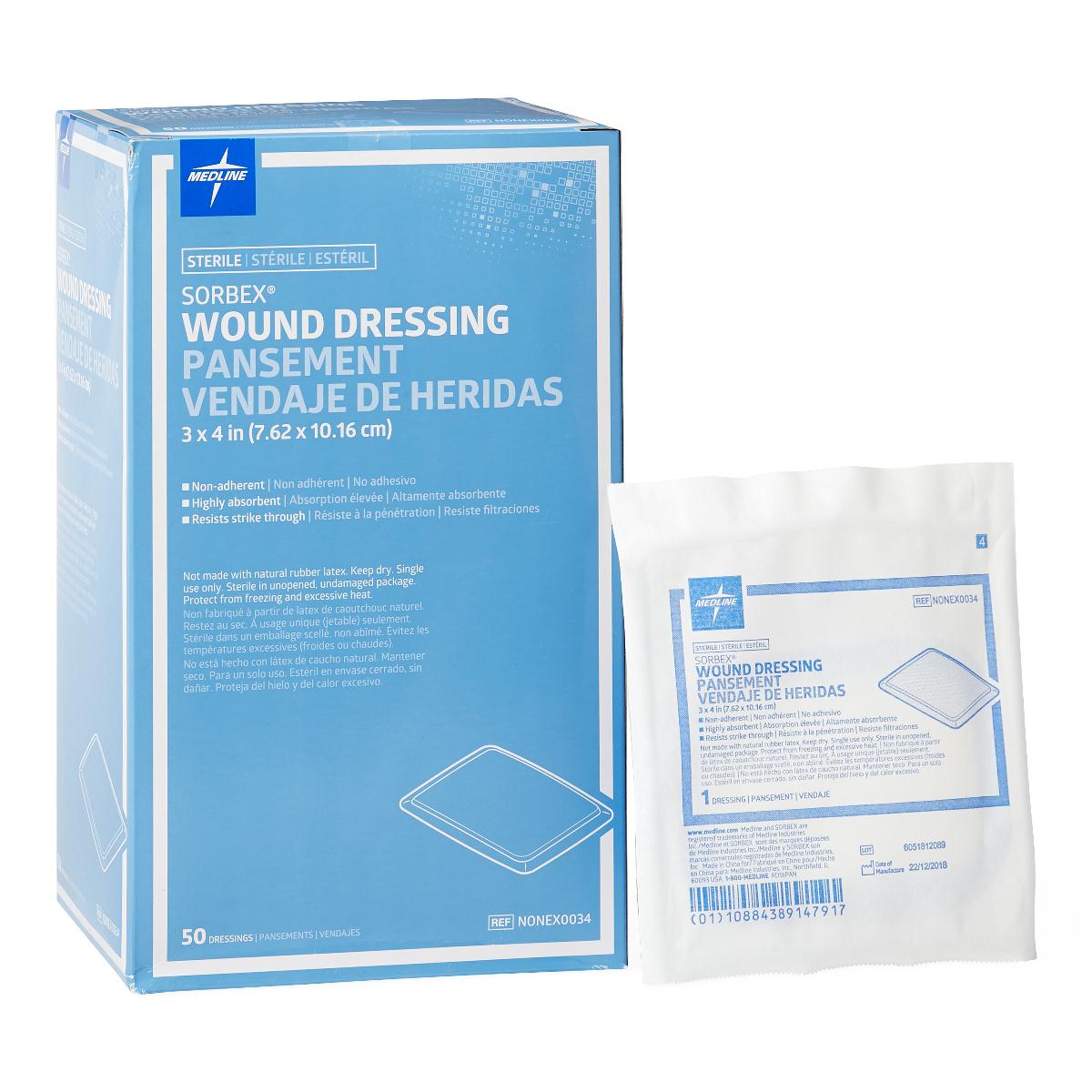 DRESSING,WOUND,SORBEX,3"X4",FULL,ST,LF